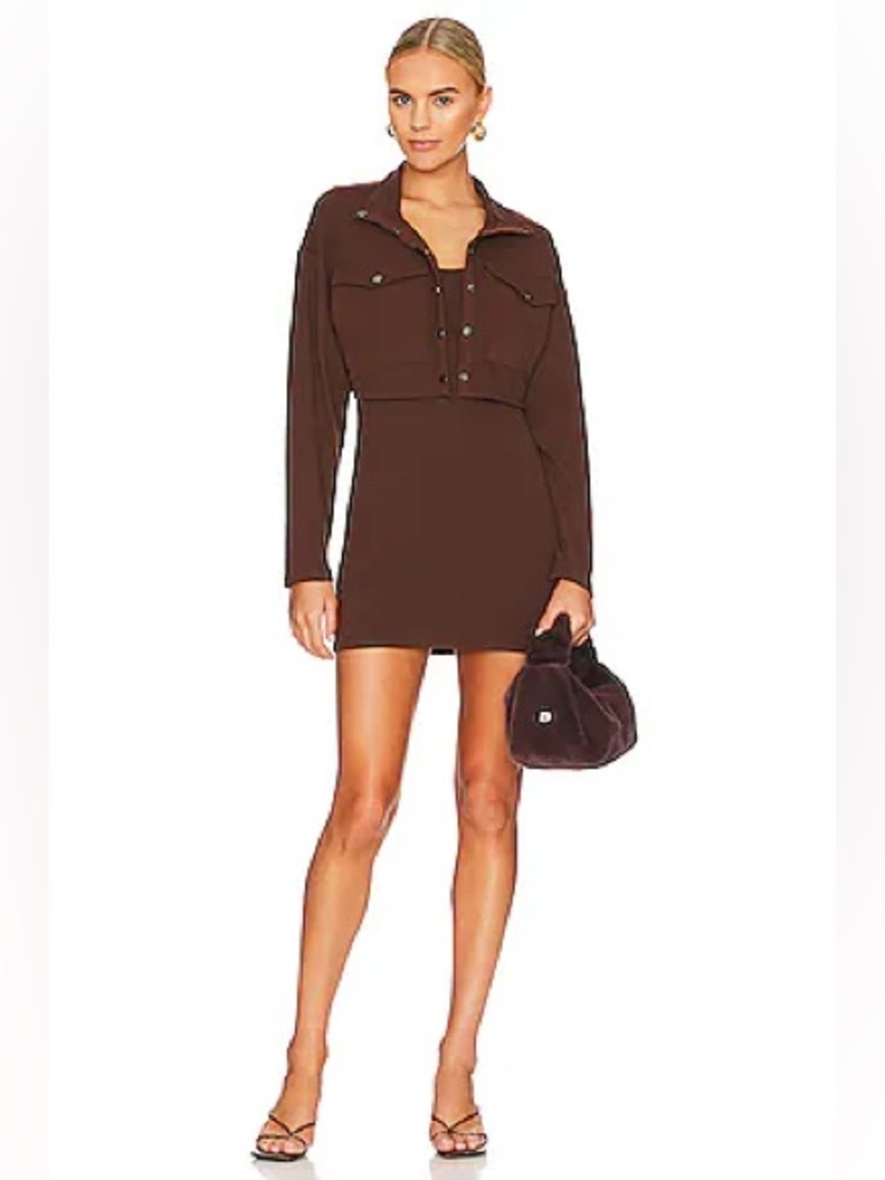 Steve Madden Chocolate Brown Long Sleeve Mini Dress